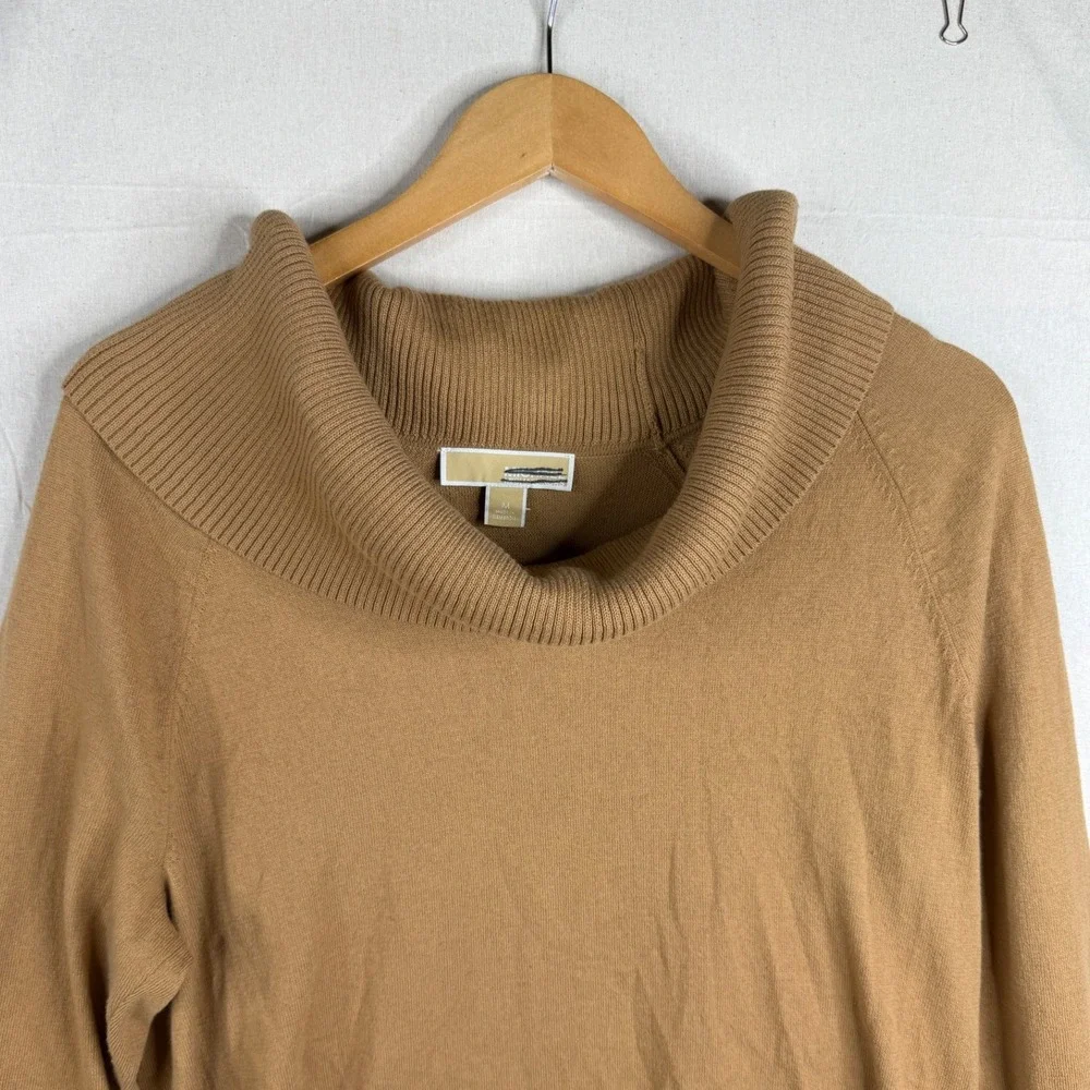 Michael Kors Womens Slouchy Cowl Neck Camel Brown Sweater Size Medium